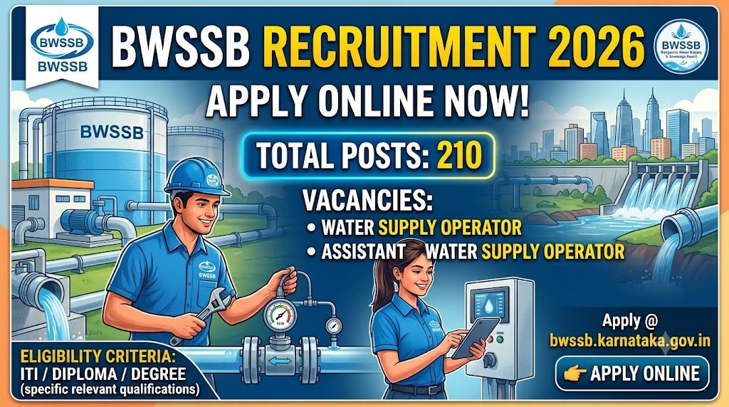 BWSSB Recruitment 2026: Apply Online for 210 Water Supply Operator & Assistant Water Supply Operator Posts
